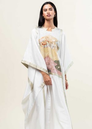 EMBROIDERED NATURE SILK KAFTAN